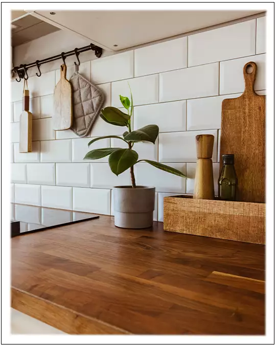 Kitchen Wood Butcher Block Countertop and the Cooktop