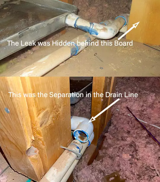 Air Conditioning Drip Pan Drain Line Separated