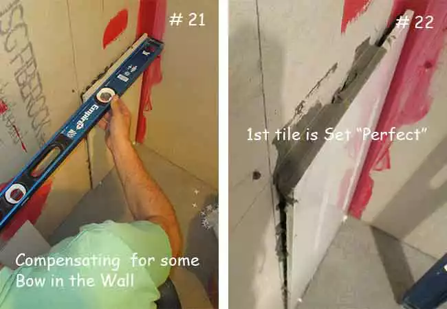 Checking the Verticle and Horizontal alignment with the 1st Tile